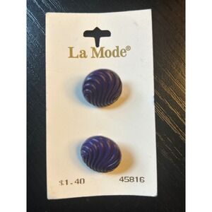 La Mode Vintage Purple Swirl Buttons 3/4 Inch 19mm 2 Count Made in England 45816